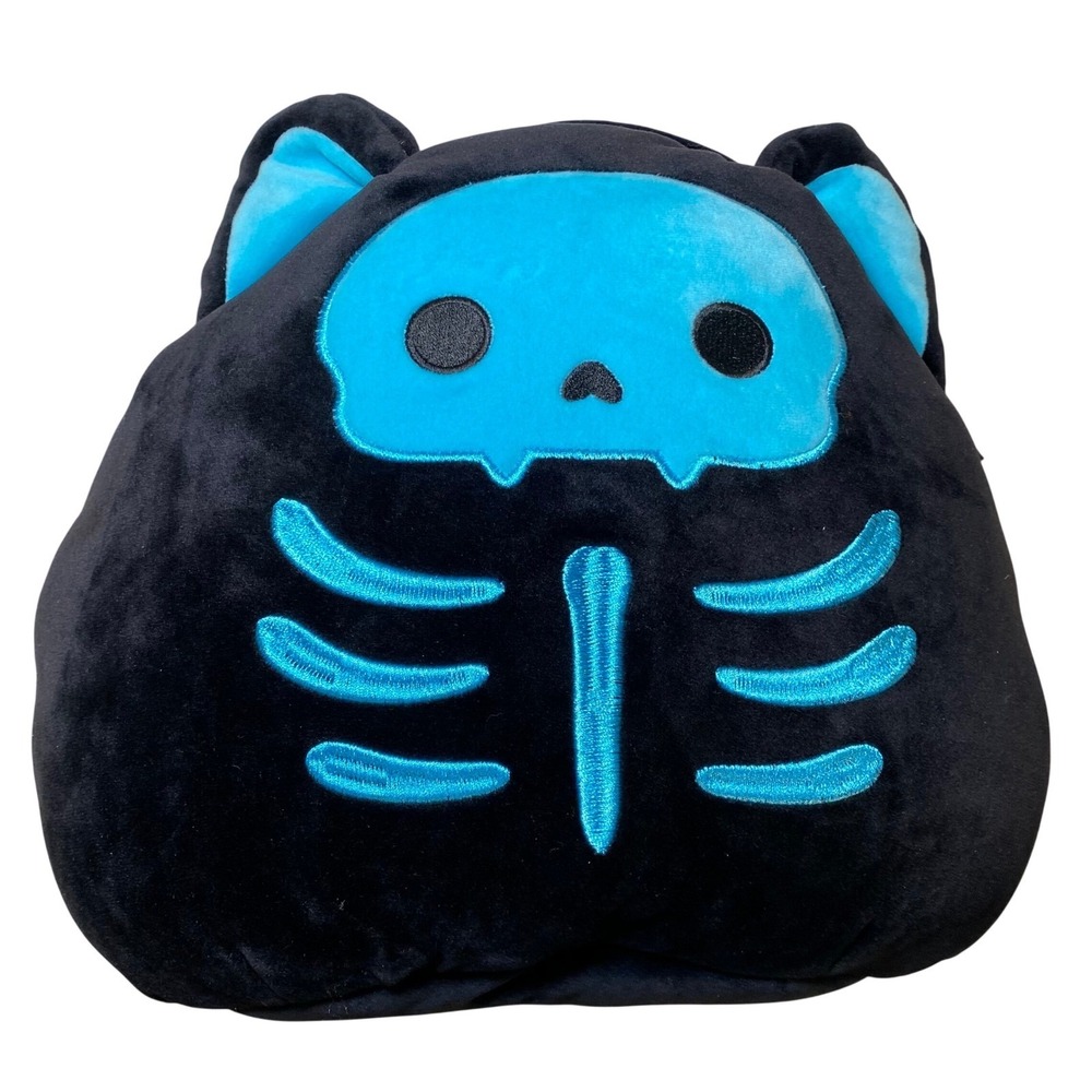 Squishmallows Stump Blue Skeleton Cat Halloween Treat Pail Plush Candy Bucket
